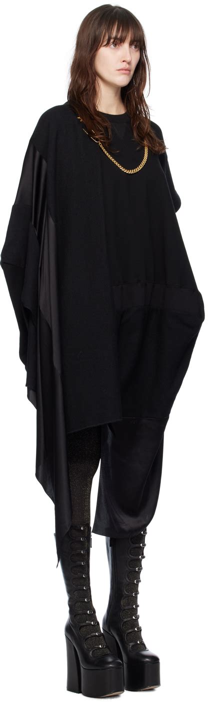 Junya Watanabe Black Draped Midi Dress Junya Watanabe