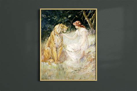 Lady and the Tiger Wall Art Vintage Wall Art Antique - Etsy