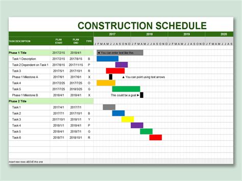 Excel Construction Schedule Template