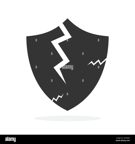 Broken Shield icon - vector. Security Shield icon in flat style. Symbols of broken protection ...