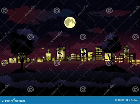 Night city background stock vector. Illustration of scenic - 43383181