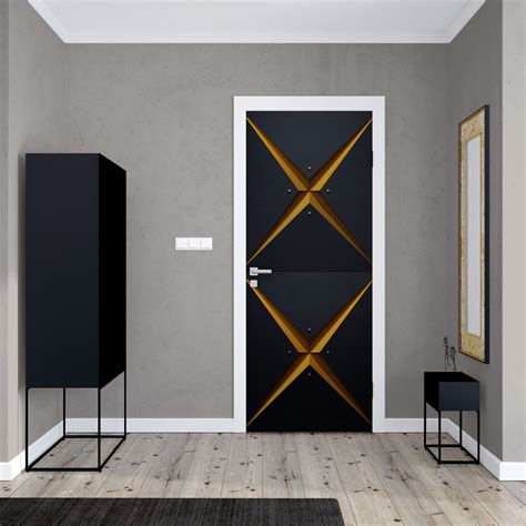 Retro Modern Geometric Door Wallpaper design creates a futuristic modern look to any room its ...