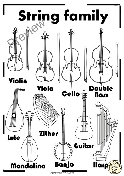 Instrument Families Coloring Pages | Printable & Digital | Instrument ...