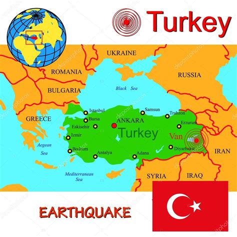 Turkiet karta med epicentrum jordskalv. — Stock Vektor © aarrows #34429855