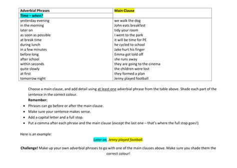 Adverbial Phrases Worksheets - differentiated | Teaching Resources