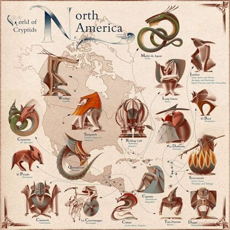 Este mapa muestra cuáles son las criaturas míticas más famosas de los ...