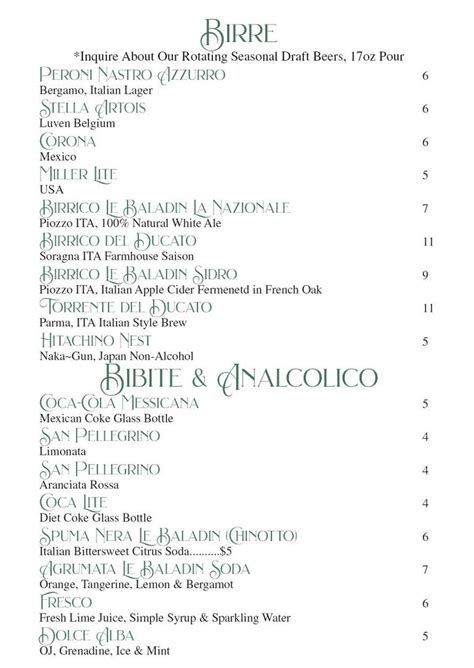 Menu | Tramonti Ristorante