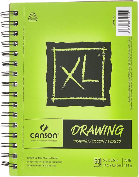 Canson XL Series Drawing Paper Pad, Micro Perforated, Smooth Surface, Side Wire Bound, 70 Pound ...