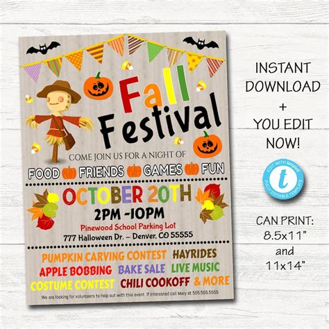 EDITABLE Fall Festival Fall Harvest Flyer/poster Printable - Etsy