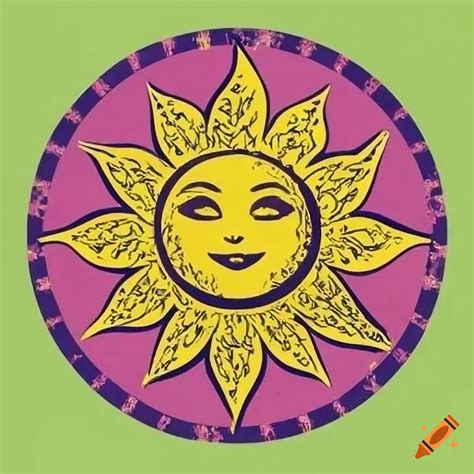 Vintage floral smiling sun in a pop art style on Craiyon