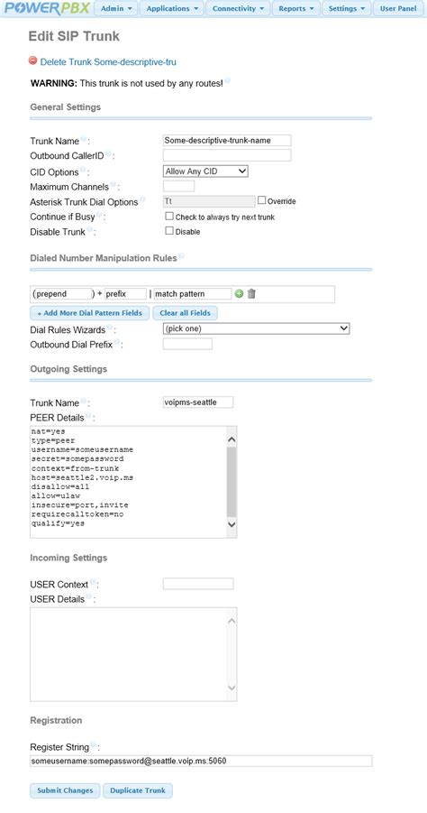 4. SIP trunks — PowerPBX v13 User Guide 13 documentation