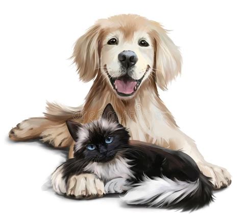 A dog and a cat. A dog and a black cat watercolor painting , #affiliate, #cat, #dog, #black, # ...