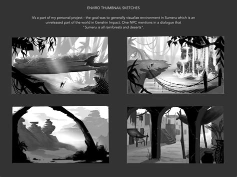 ArtStation - Genshin Impact: Sumeru enviro thumbnail sketches