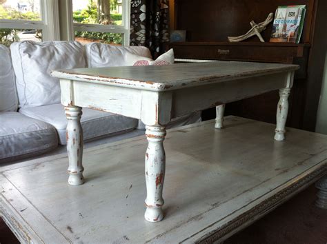 Distressed white coffee table | Decoupage furniture, Coffee table white ...