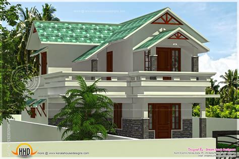 1656 square feet green roof house | Indian House Plans