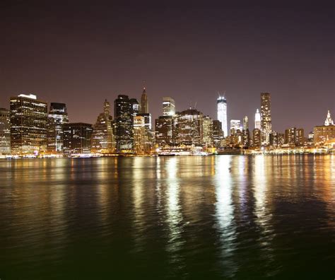 Downtown NYC skyline stock image. Image of twilight, reflections - 27465993