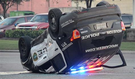 Houston police cruiser flips in crash along East Freeway - Houston ...