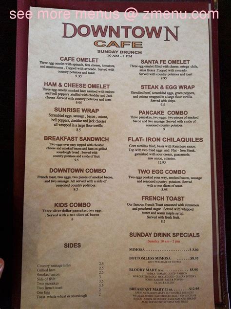 Menu at Downtown Cafe, El Cajon, 182 E Main St