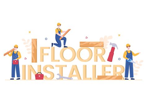 Floor Installation Cartoon Illustration With Repairman, Parquet ...