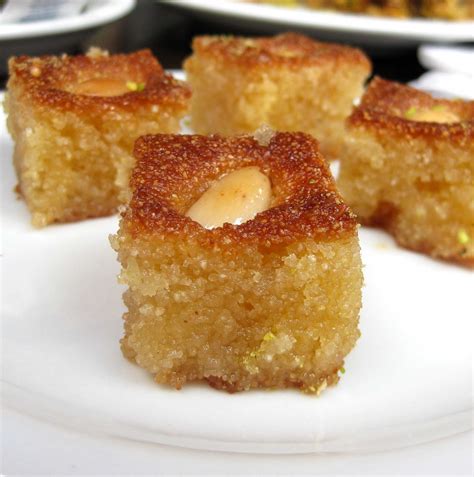 Dima's Kitchen: Arabic Sweets part 1: Hareeseh - Samolina Cake-instead of yogurt use eggs for ...