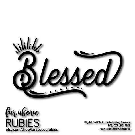 Decorative Blessed Word Art Thankful SVG DXF png jpg