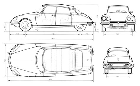 Citroen Ds Blueprint - Download free blueprint for 3D modeling