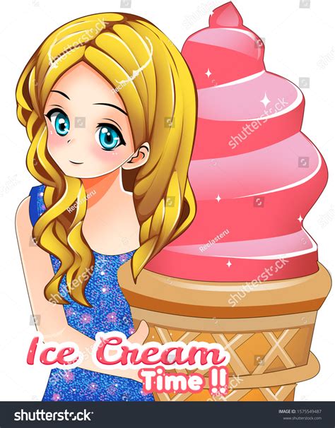 Cute Cartoon Anime Girl Ice Cream: ภาพประกอบสต็อก 1575549487 | Shutterstock