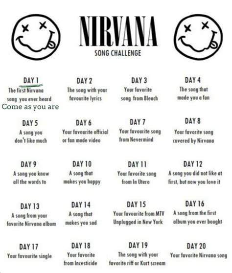 the nirvana song challenge is shown in black and white