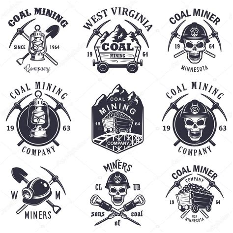 Set of vintage coal mining emblems Stock Vector by ©Mogil 75356607