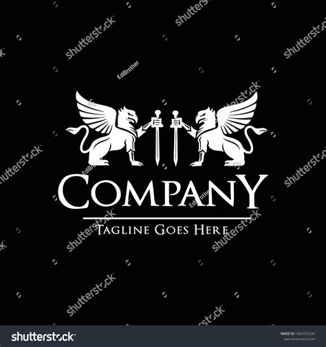 Royal Gryphon Sword Heraldic Logo Stock Vector (Royalty Free) 1581072226