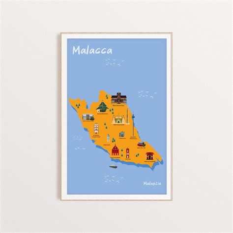 Malacca Illustrated Map - ArtsyPrintsSociety