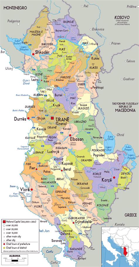 Mapa de Albania - Turismo Albania