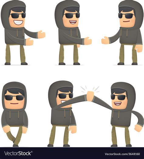 Set of hacker character in different poses Vector Image