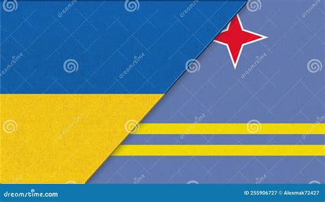 Flag of Ukraine and Aruba - 3D Illustration. Aruba and Urkainian Flags Stock Illustration ...