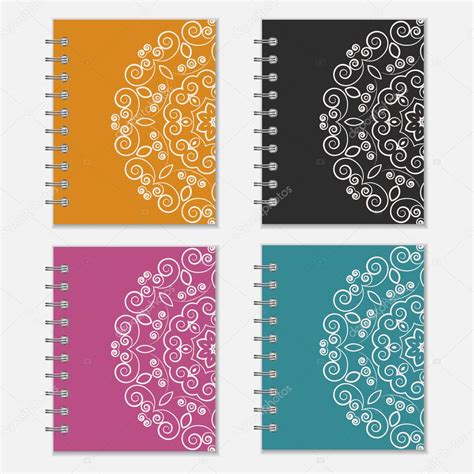 Set of colorful notebook covers with flower design ⬇ Vector Image by ...