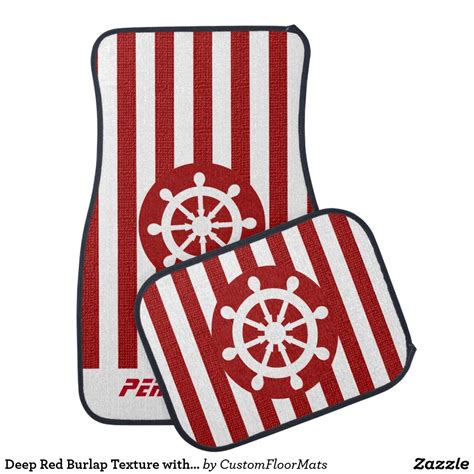 Deep Red Burlap Texture with a Helm Emblem Car Floor Mat | Zazzle | Car floor mats, Deep red ...