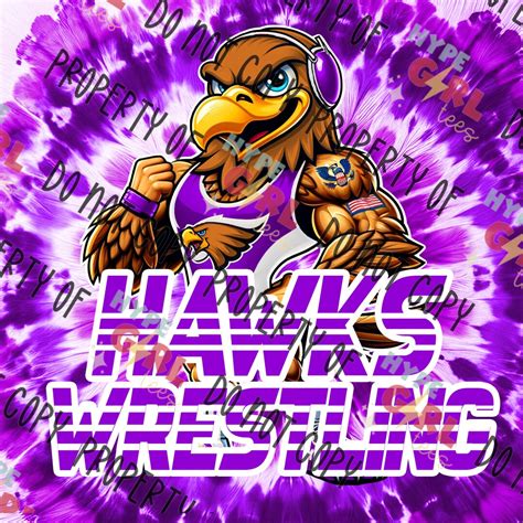 Hawks Wrestling Mascot PNG Digital File. Hawks Logo. Purple & - Etsy