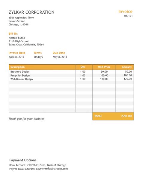 Free Excel Invoice Template - Zoho Invoice