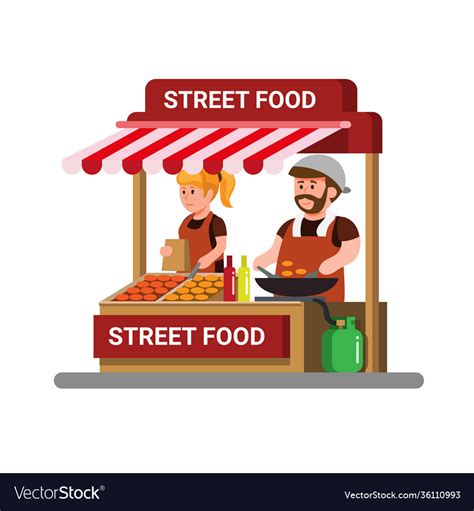 Asian street food vendor cartoon Royalty Free Vector Image