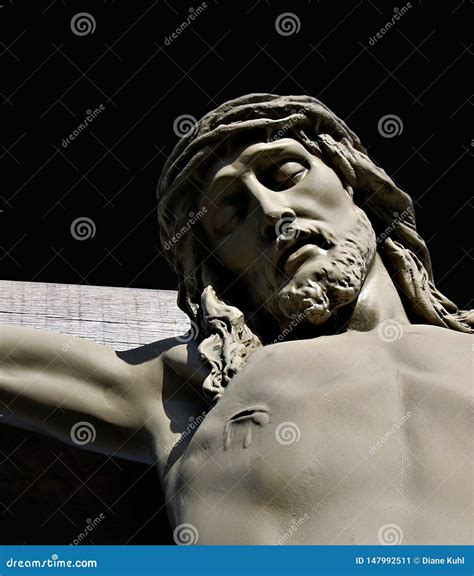 Detail of Face and Spear Wound of Statue of Jesus on Cross Stock Image - Image of christian ...