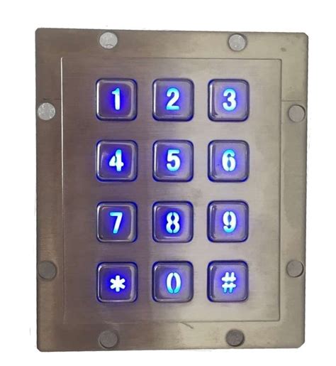 IP65 rear panel mounting vending machine keypad by backlit stainless steel material