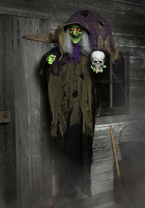 6FT Hanging Witch Animatronic Halloween Prop | Witch Decorations