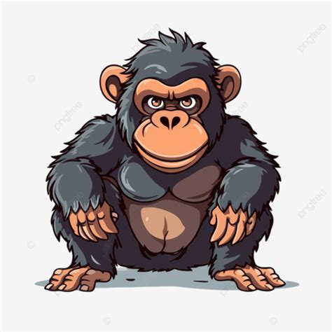 Ape Clipart Angry Ape On White Background Cartoon Cartoon Ape Sitting ...