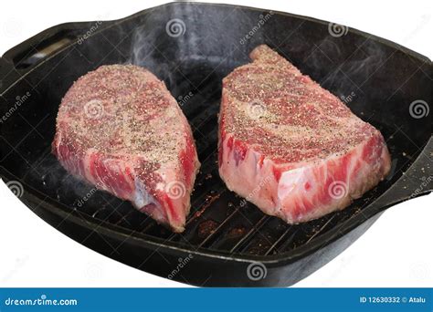 Broiling steak stock photo. Image of iron, beef, pepper - 12630332