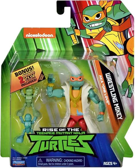 Teenage Mutant Ninja Turtles Nickelodeon Rise of the TMNT Wrestling Mikey 4.5 Action Figure ...