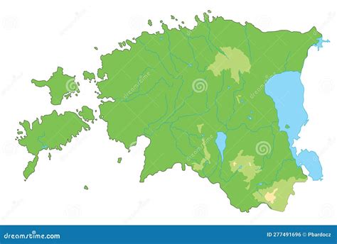 Detailed Estonia Physical Map. Stock Vector - Illustration of geography, lake: 277491696