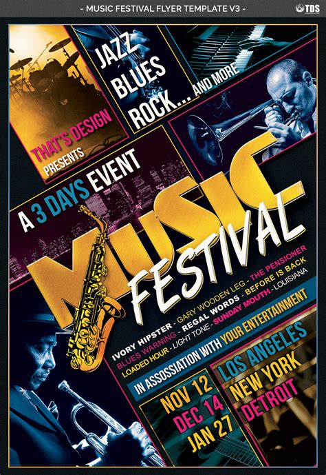 Music Festival Flyer Template V3 (22696) | Flyers | Design Bundles