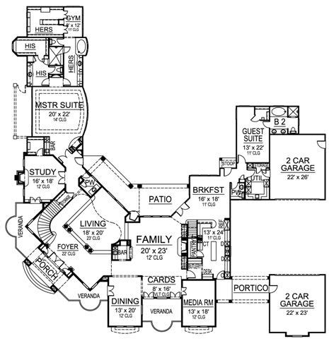 European house plan with guest suite - 4867