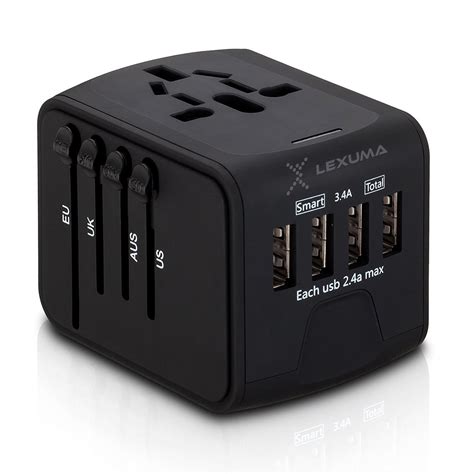 Universal Travel Adapter with 4 USB Ports for US EU UK AUS - All-in-One ...