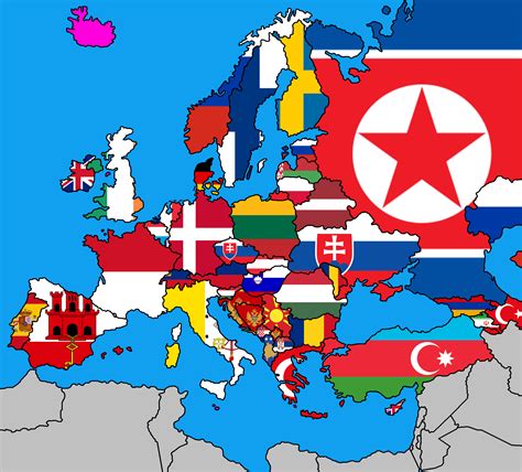 A flag map of Europe but each flag is determined on which country they ...